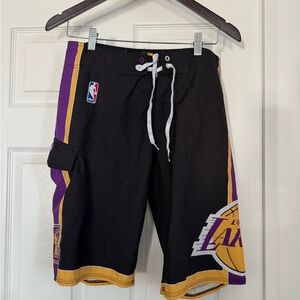 Quicksilver Black LA Lakers Mens Board Shorts Swim Trunks Size 30